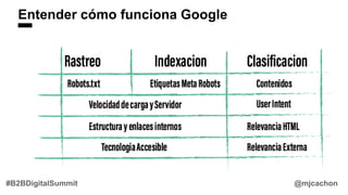 @mjcachon#B2BDigitalSummit
Entender cómo funciona Google
 