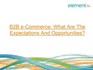 B2B e-Commerce: What Are The
Expectations And Opportunities?
 