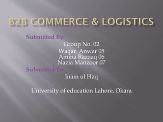 Submitted By:
Group No. 02
Waqar Anwar 05
Amina Razzaq 06
Nazia Manzoor 07
Submitted To:
Inam ul Haq
University of education Lahore, Okara

 