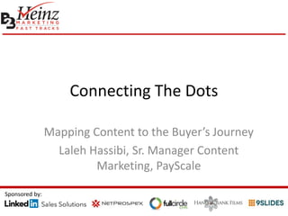 Connecting The Dots
Mapping Content to the Buyer’s Journey
Laleh Hassibi, Sr. Manager Content
Marketing, PayScale
Sponsored by:

 