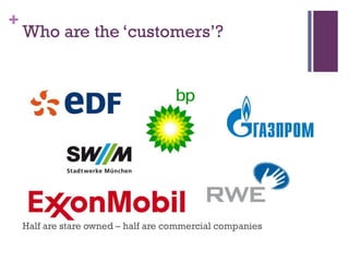 +

Who are the ‘customers’?

Half are stare owned – half are commercial companies

 