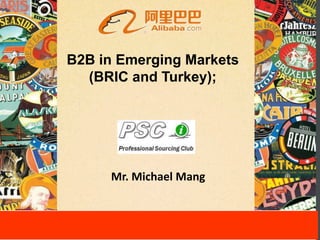 B2B in Emerging Markets
  (BRIC and Turkey);




     Mr. Michael Mang
 
