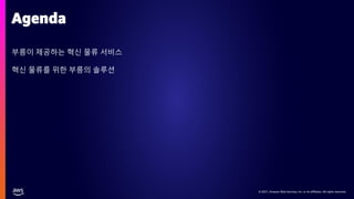 © 2021, Amazon Web Services, Inc. or its affiliates. All rights reserved.
부릉이 제공하는 혁신 물류 서비스
혁신 물류를 위한 부릉의 솔루션
Agenda
 