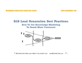 B2B Lead Generation Best Practices:
     How To Use Knowledge Marketing
        To Reach More Customers


         Thought
        Leadership


                                 Credentials
                     Product &
                     Solutions
 