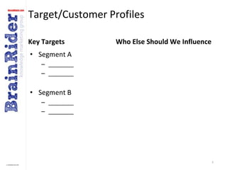 3Target/Customer ProfilesKey TargetsWho Else Should We InfluenceSegment A________________Segment B________________