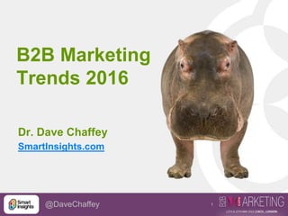 1@DaveChaffey
B2B Marketing
Trends 2016
Dr. Dave Chaffey
SmartInsights.com
 