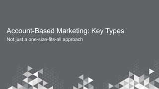 Account-Based Marketing: Key Types
Not just a one-size-fits-all approach
 