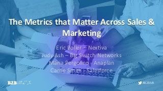 #B2BMX
The Metrics that Matter Across Sales &
Marketing
Eric Boller – Nextiva
Judy Ash – Big Switch Networks
Maria Pergolino - Anaplan
Carrie Smith - Salesforce
 