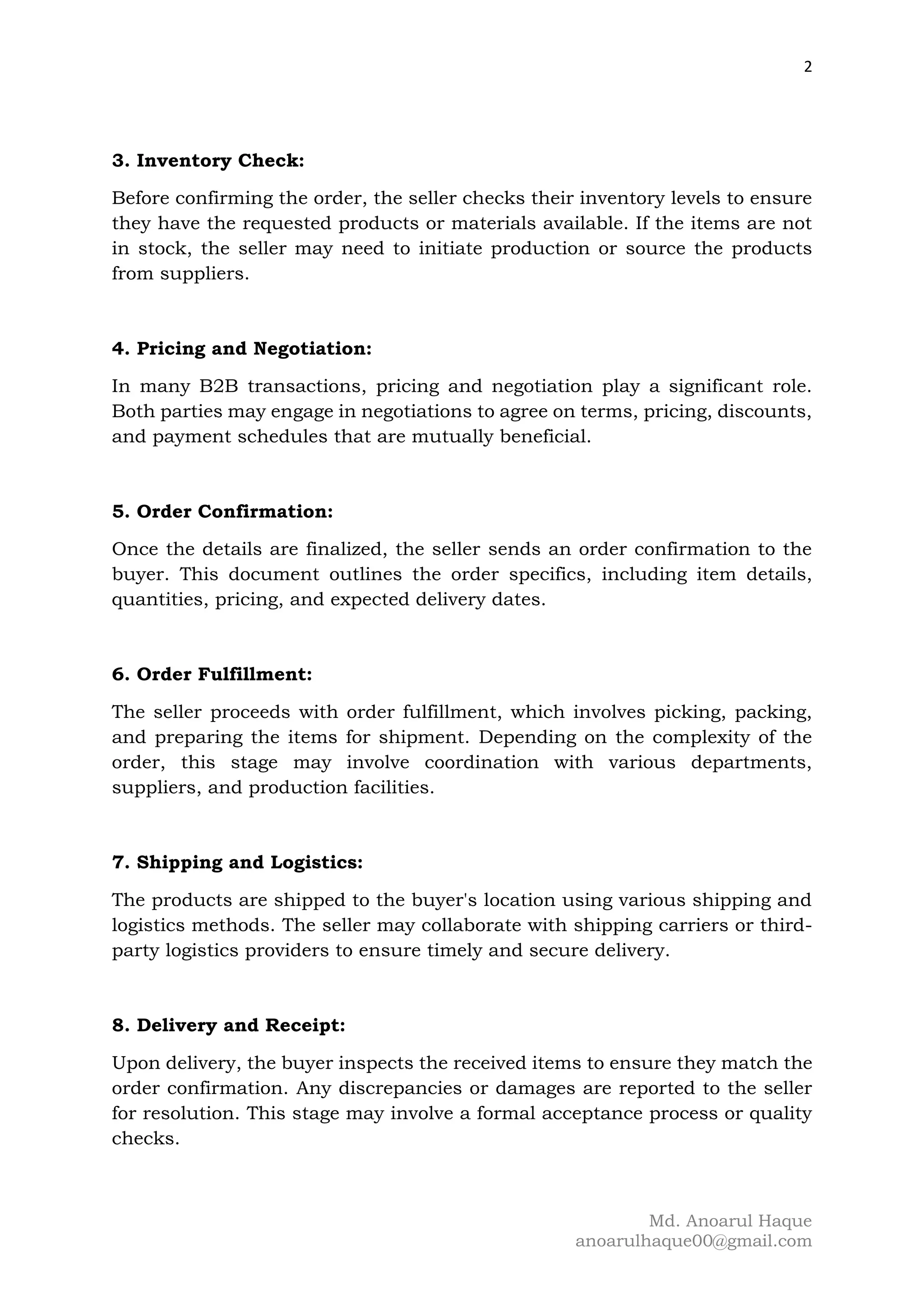 B2B Order and Delivery Systems | DOCX