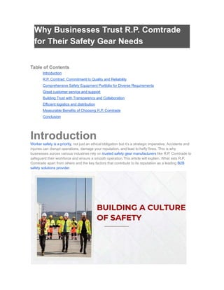 Best B2B Safety solution : R.P Comtrade for their Safety Gear Needs
