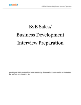 B2B sales business development interview preparation | PDF