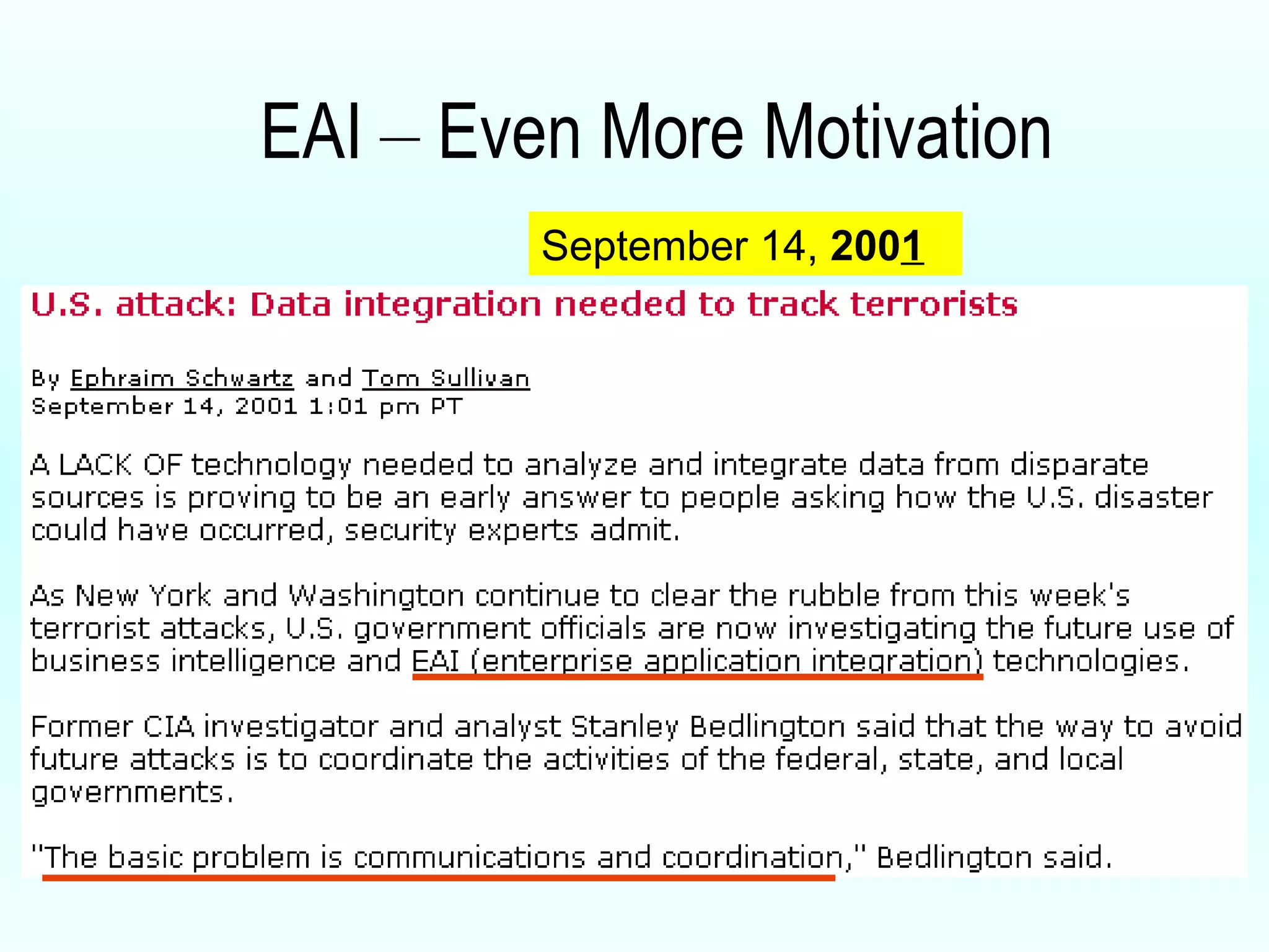 EAI  –  Even More Motivation September 14,  200 1 