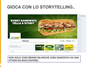 GIOCA CON LO STORYTELLING..




NON SOLO OGNI BRAND MA ANCHE OGNI SANDWICH HA UNA
STORIA DA RACCONTARE..
 