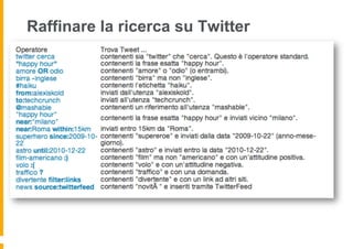 Raffinare la ricerca su Twitter
 