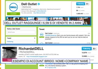 DELL OUTLET RAGGIUNGE I 6,5M $ DI VENDITE IN 2 ANNI




     ESEMPIO DI ACCOUNT IBRIDO: NOME+COMPANY NAME
 
