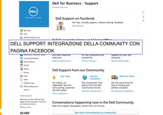 DELL SUPPORT: INTEGRAZIONE DELLA COMMUNITY CON
PAGINA FACEBOOK
 