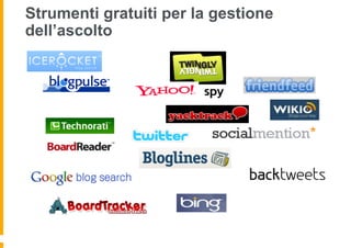 Strumenti gratuiti per la gestione
dell’ascolto
 