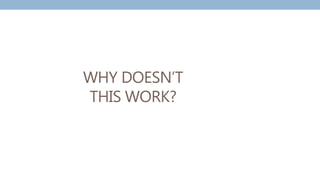 WHY DOESN’T
THIS WORK?
 