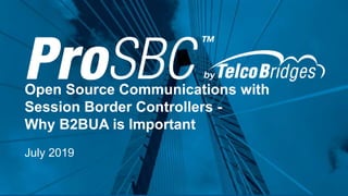 Open Source Communications with
Session Border Controllers -
Why B2BUA is Important
July 2019
 