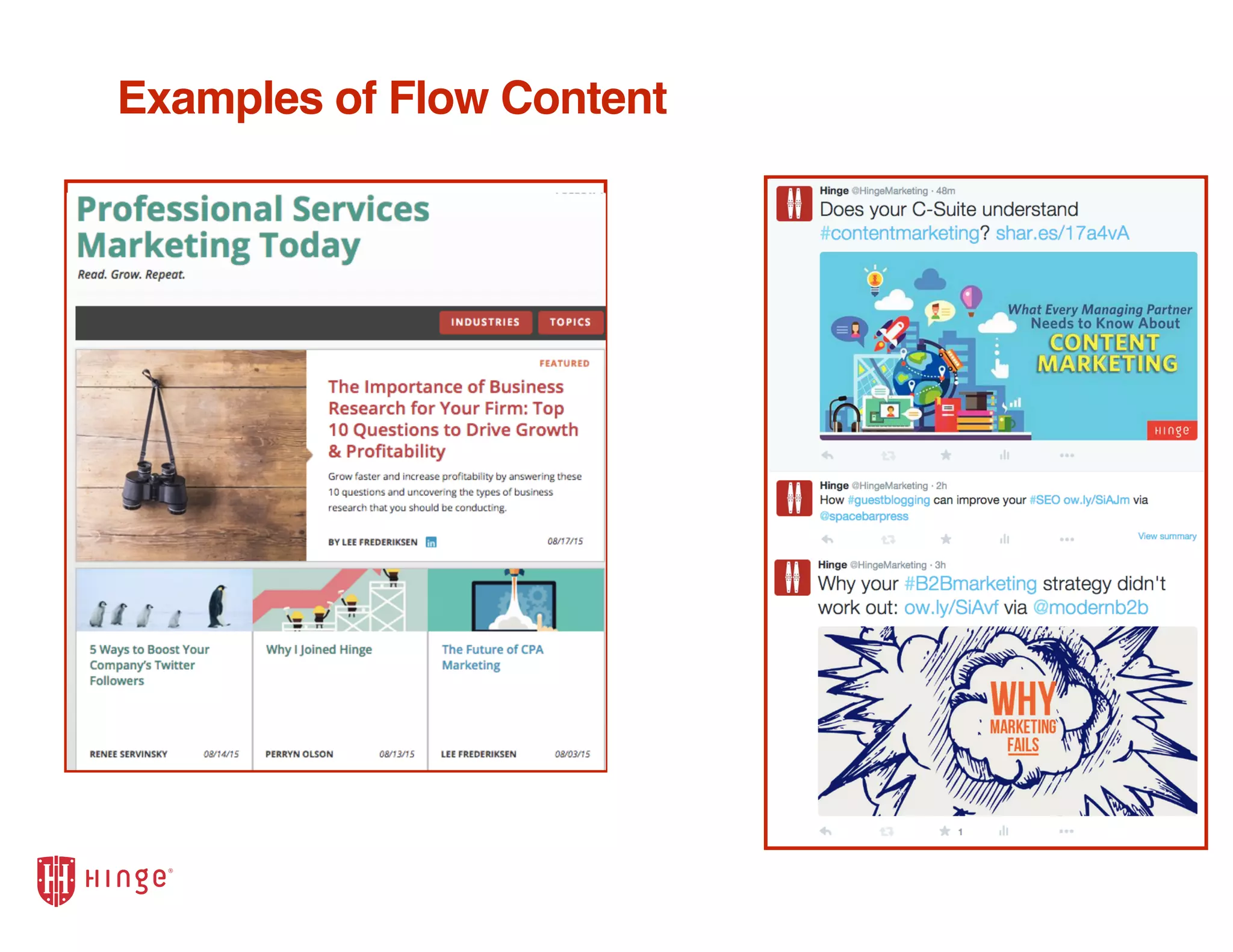 Examples of Flow Content
 