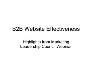 B2B Website Effectiveness Highlights from Marketing Leadership Council Webinar 