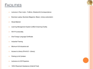 Why Nibms…???University Progression      NIBMS qualifications gives you entry to the final years of masters degree programs with relevant work experience in the industryMaking degrees affordable      The NIBMS route allows you to obtain an government recognized degree all over the worldSaving your time     Take the quicker route to a degree with NIBMSA professional qualification      NIBMS qualifications give you the skills to make a real difference in the work place, from Finance , Marketing, Insurance, HR, IT, Production & Operation ManagementAffiliation      MBA is approved by university which is affiliated by UGC-DEC- joint committee, AIU (Association of Indian Universities),Ministry of HRD Govt. of India.