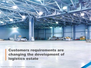 Customers requirements are
changing the development of
logistics estate
Prepared by Tony Deng +86-18606098502, td@quiknos.com
 