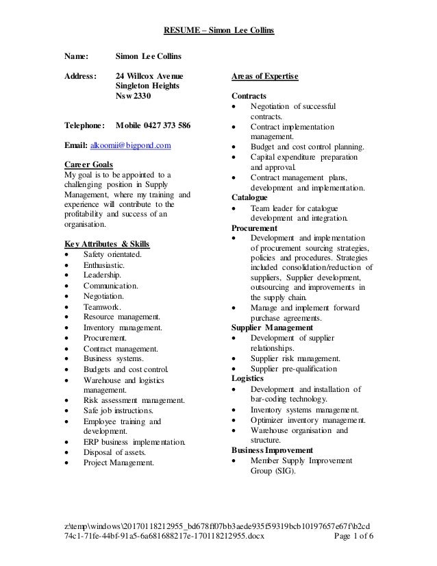 resume sl collins 20170111 resume sl collins 20170111