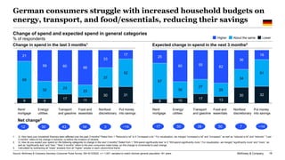 McKinsey & Company 18
German consumers struggle with increased household budgets on
energy, transport, and food/essentials...