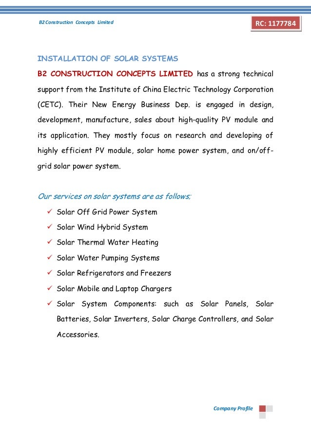 construction company profile sample format
