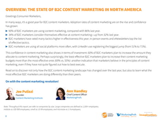 Overview: The State of B2C Content Marketing IN NORTH AMERICA
Greetings Consumer Marketers,
In many ways, it’s a good year...