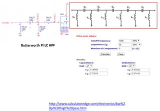 Butterworth Pi LC HPF
http://www.calculatoredge.com/electronics/bw%2
0pi%20high%20pass.htm
 
