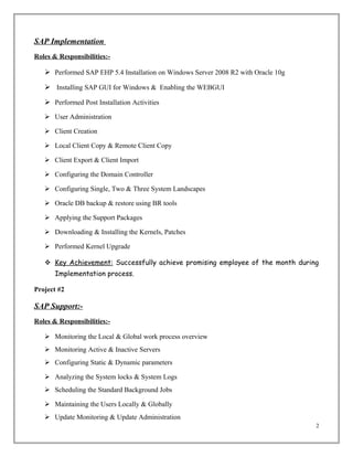 Roles and responsibilities of erp