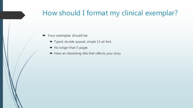 writing a clinical exemplar
