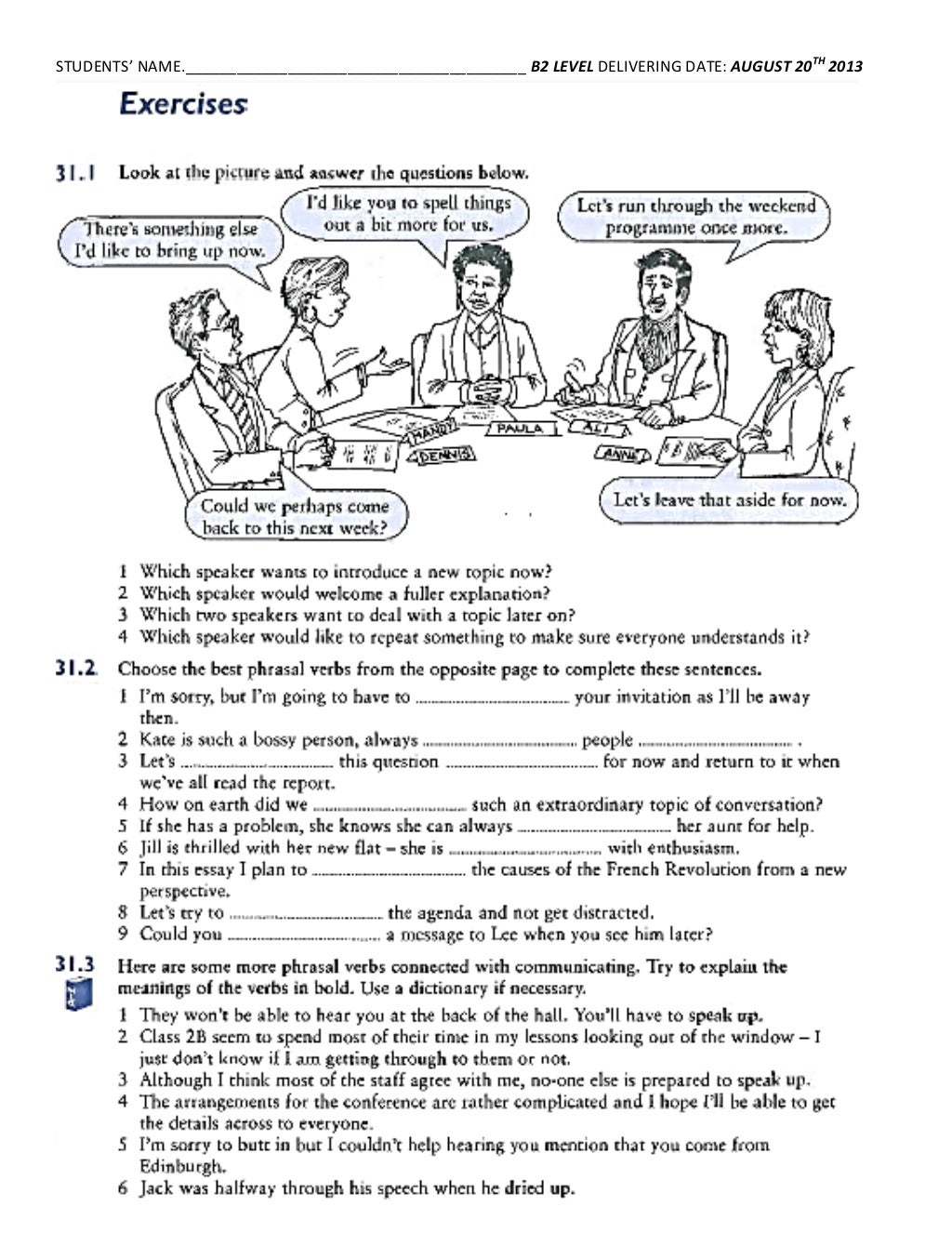B2 Level Homework 3 P 2013 PH U 31 Communication