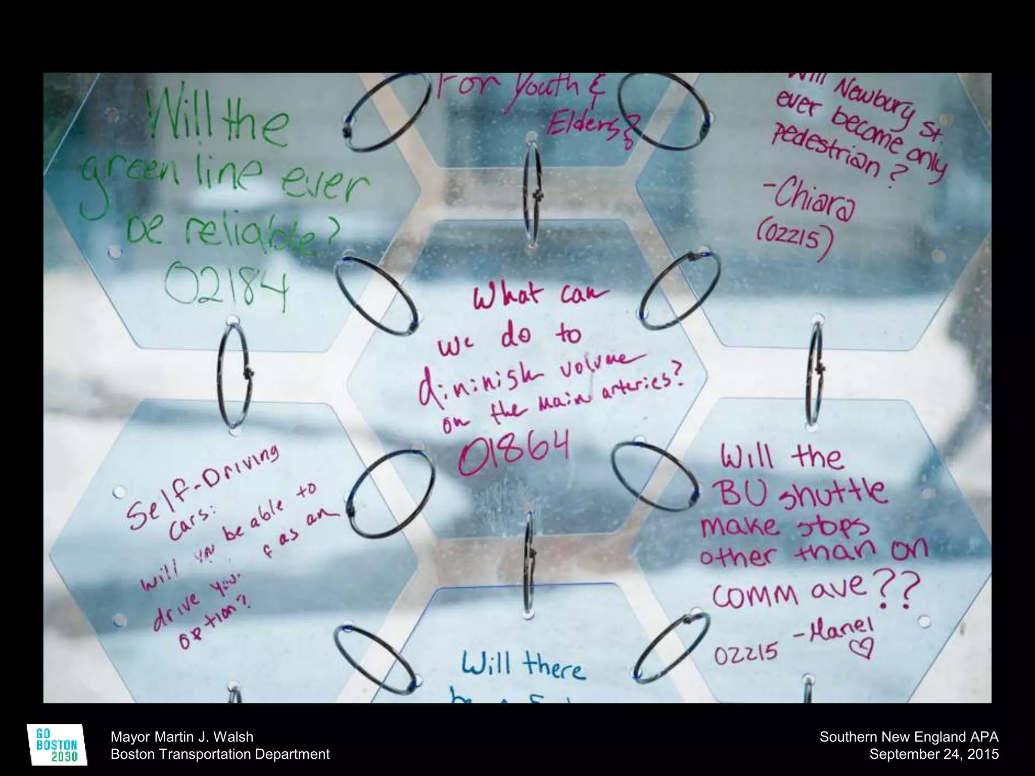 Mayor Martin J. Walsh
Boston Transportation Department
Southern New England APA
September 24, 2015
 