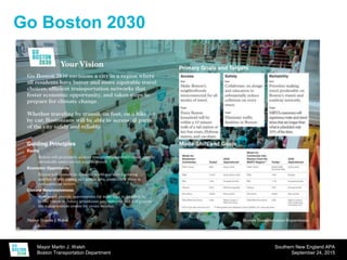 Mayor Martin J. Walsh
Boston Transportation Department
Southern New England APA
September 24, 2015
Go Boston 2030
 