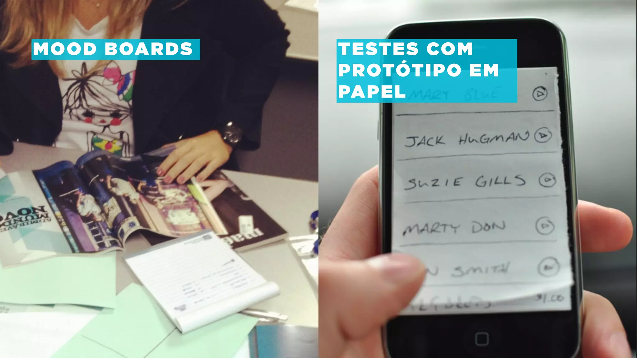 MOOD BOARDS TESTES COM
PROTÓTIPO EM
PAPEL
 