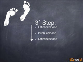 3° Step:
Ottimizzazione
Pubblicazione
Ottimizzazione
B2weB
 