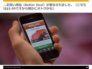 ...お買い得品（Better Deal）が表示されました。（こちら
は$5.99ですから確かにオトクかも）




© 2012 SAP AG. All rights reserved.   44
 