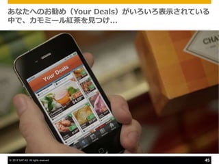 あなたへのお勧め（Your Deals）がいろいろ表示されている
中で、カモミール紅茶を見つけ...




© 2012 SAP AG. All rights reserved.   45
 