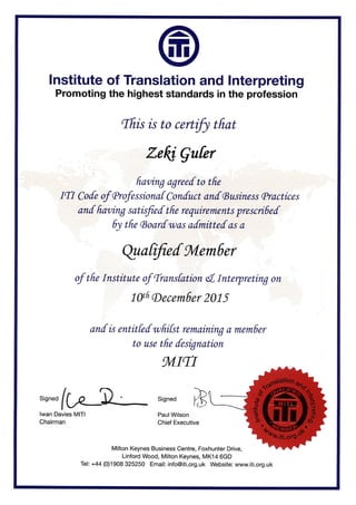 MITI Certificate