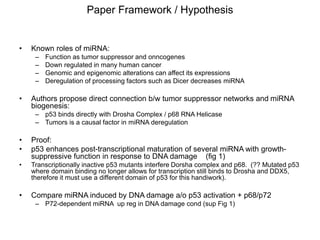 paper review of "modulation of microRNA processing by p53" | PPTX