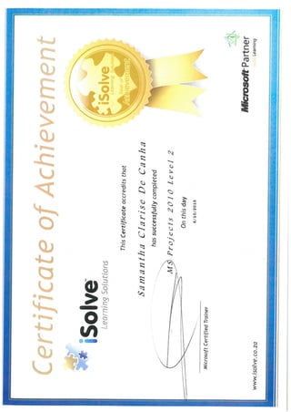 Copy of MS Projects Level 1 and Level 2 Certificates | PDF