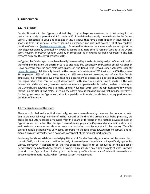 Phd research proposal gender