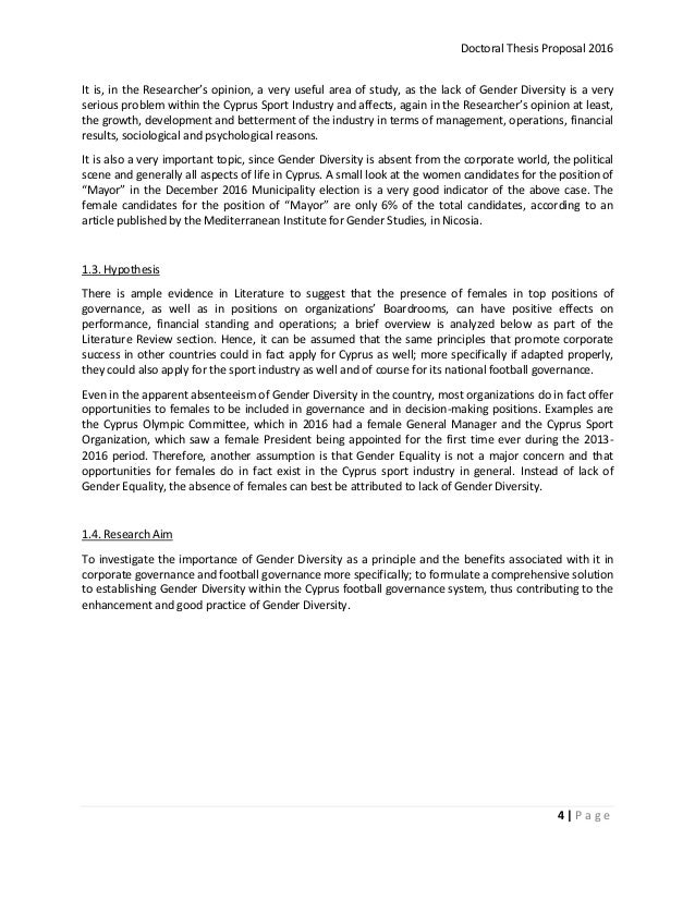 Phd research proposal gender