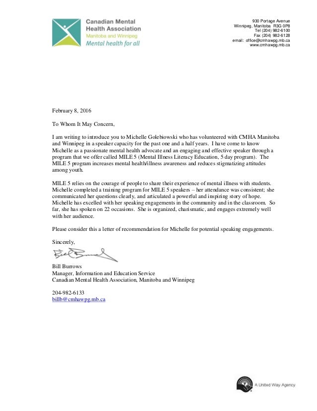 letter of recommendation for g cmha 2016 letter of recommendation for mental health counselor