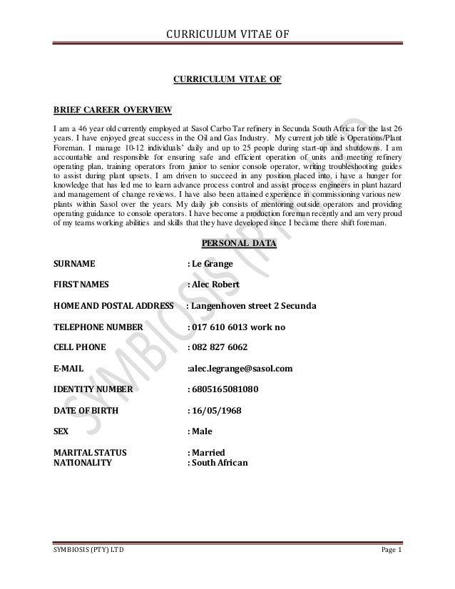 new format of cv
