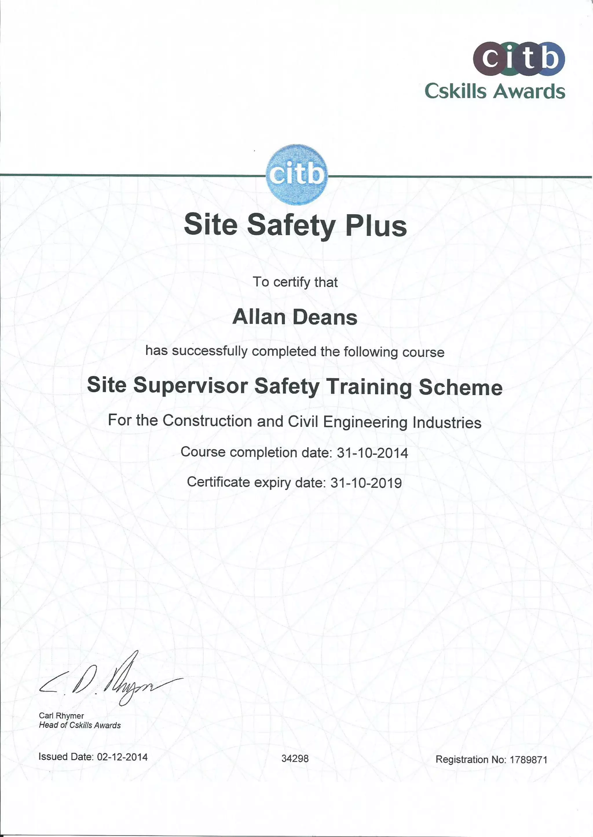 Site Supervisor Safety Training Scheme Allan Deans | PDF