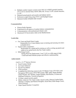 Military Cover Letter and Resume